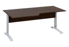 ERK 18 - 188 stůl kancelářský, rohový, levý, kovová podnož bílá, deska 18 mm, široký 1800 mm, ořech
